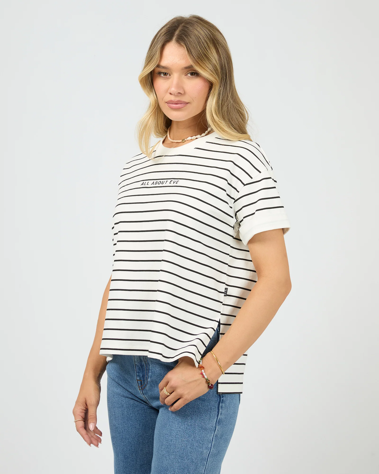 Aae Washed Stripe Tee Black - Image 4