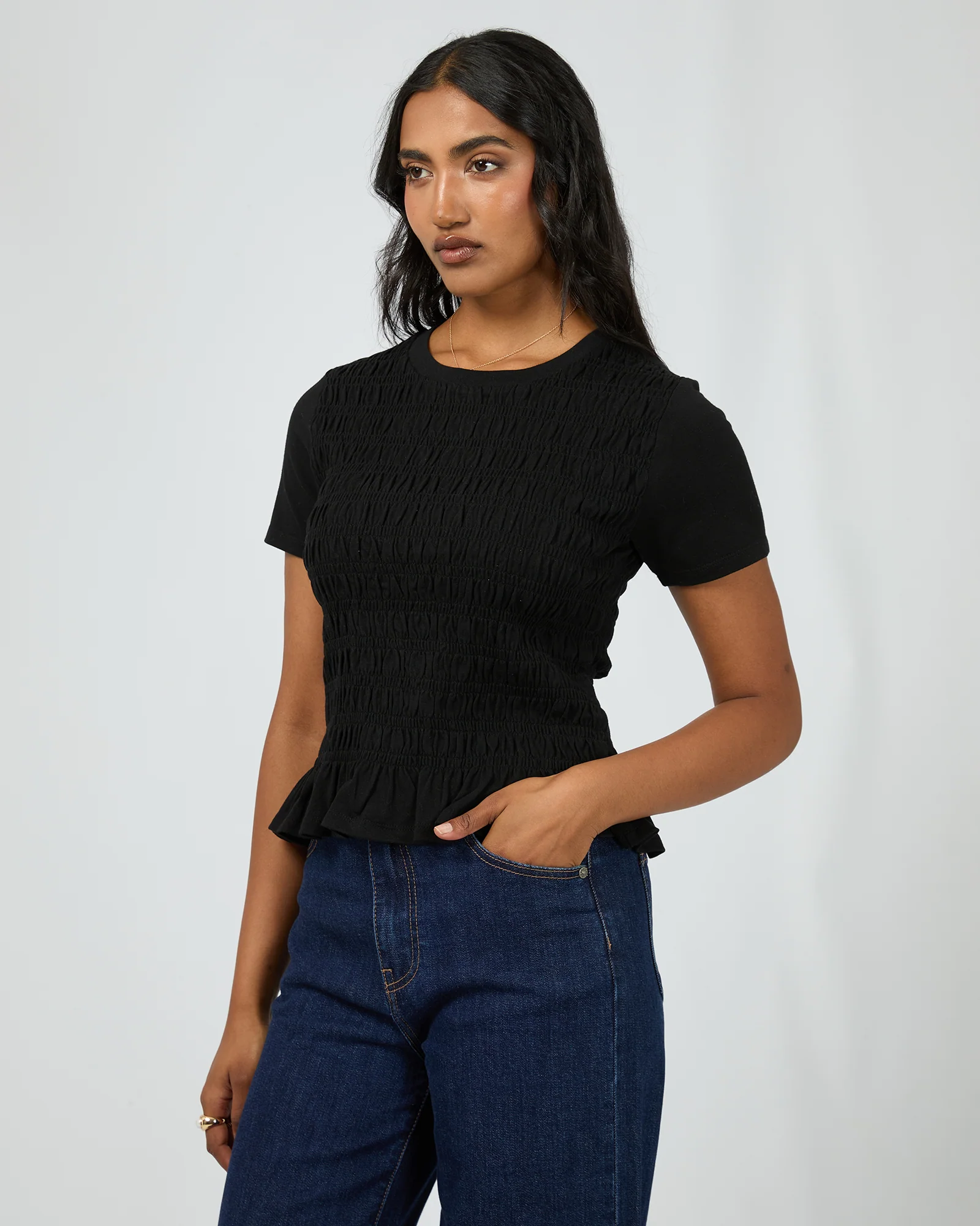 Astor Rouched Tee Black - Image 4