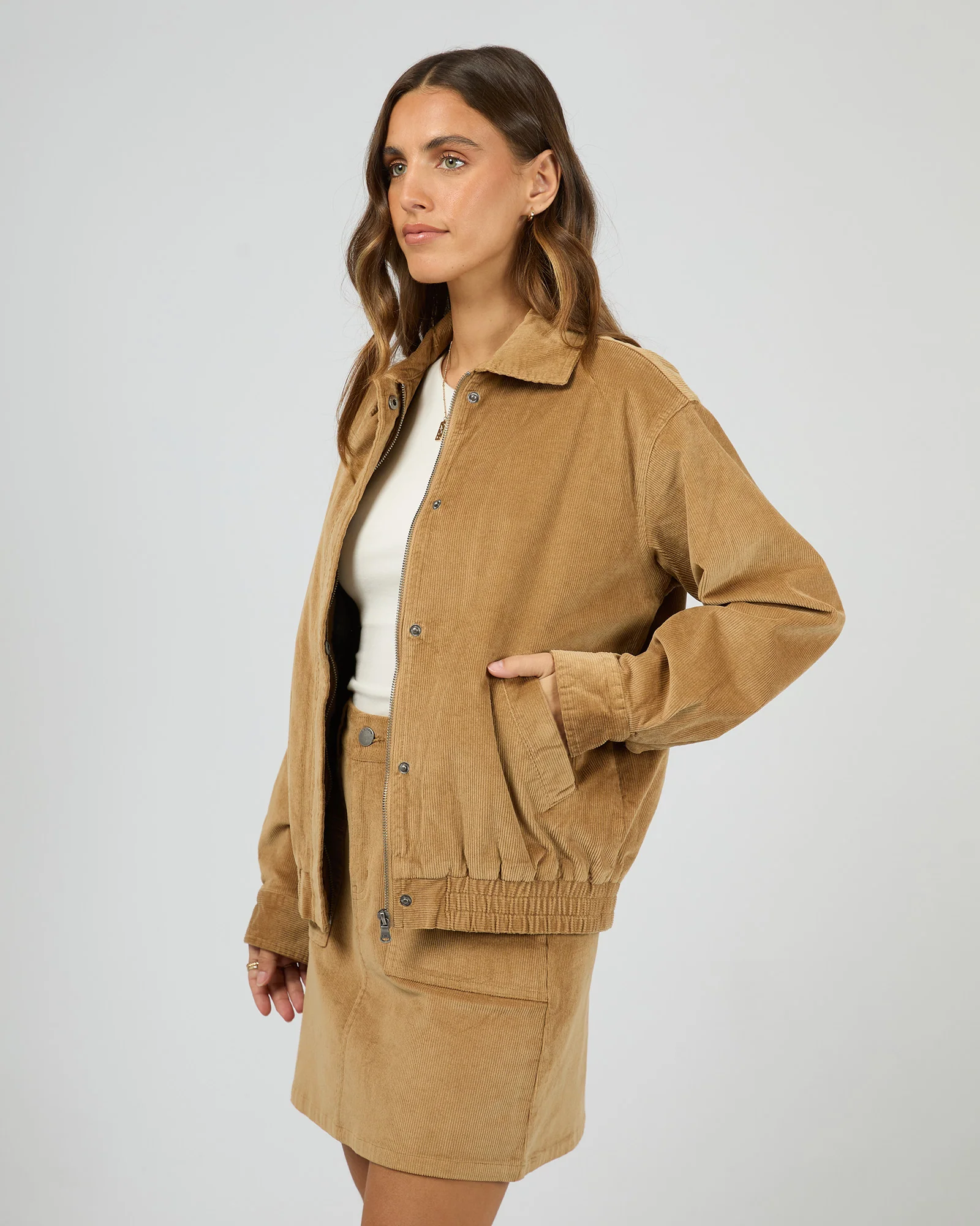 Bambi Cord Bomber Tan - Image 3