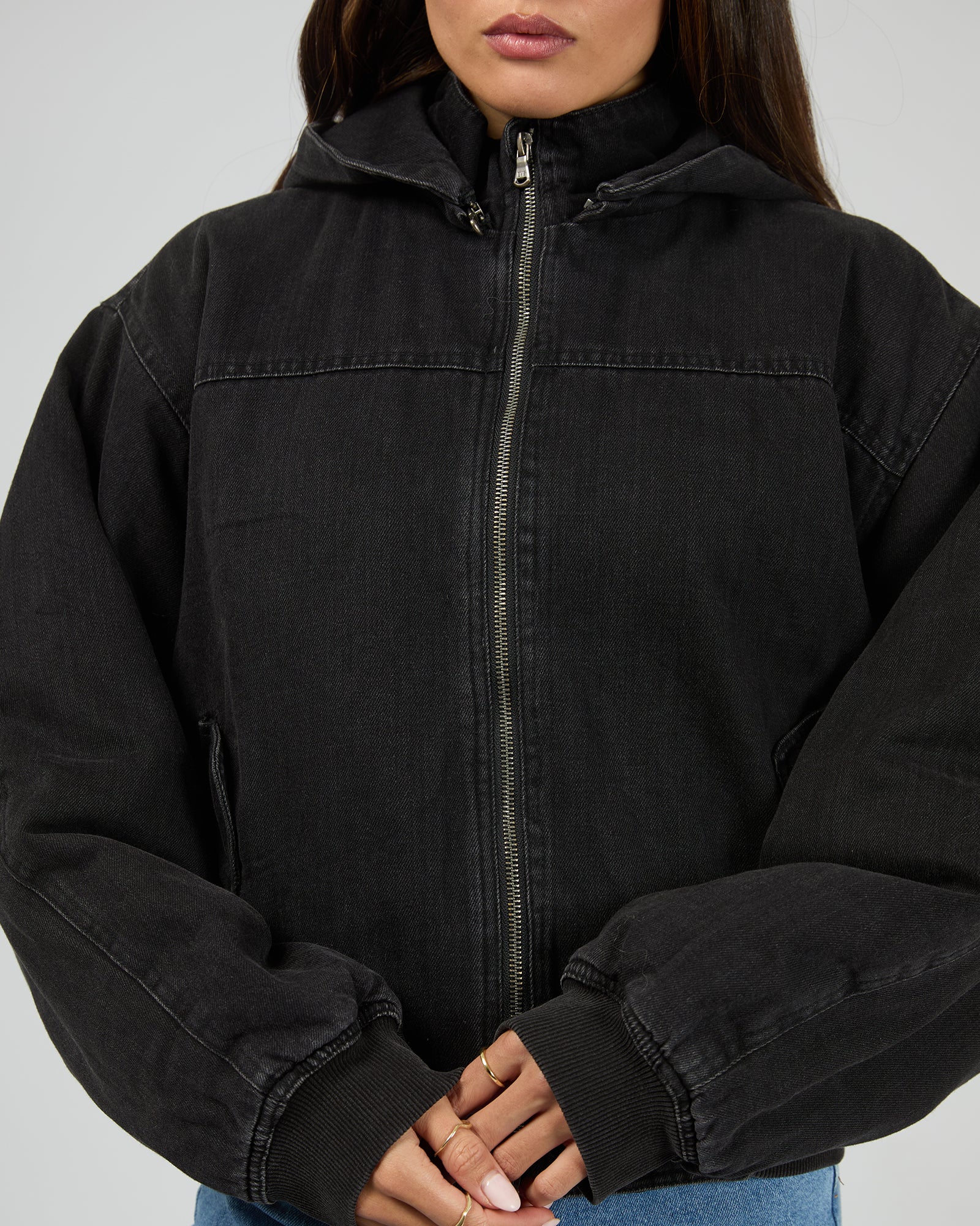 Brixton Denim Bomber Washed Black - Image 5
