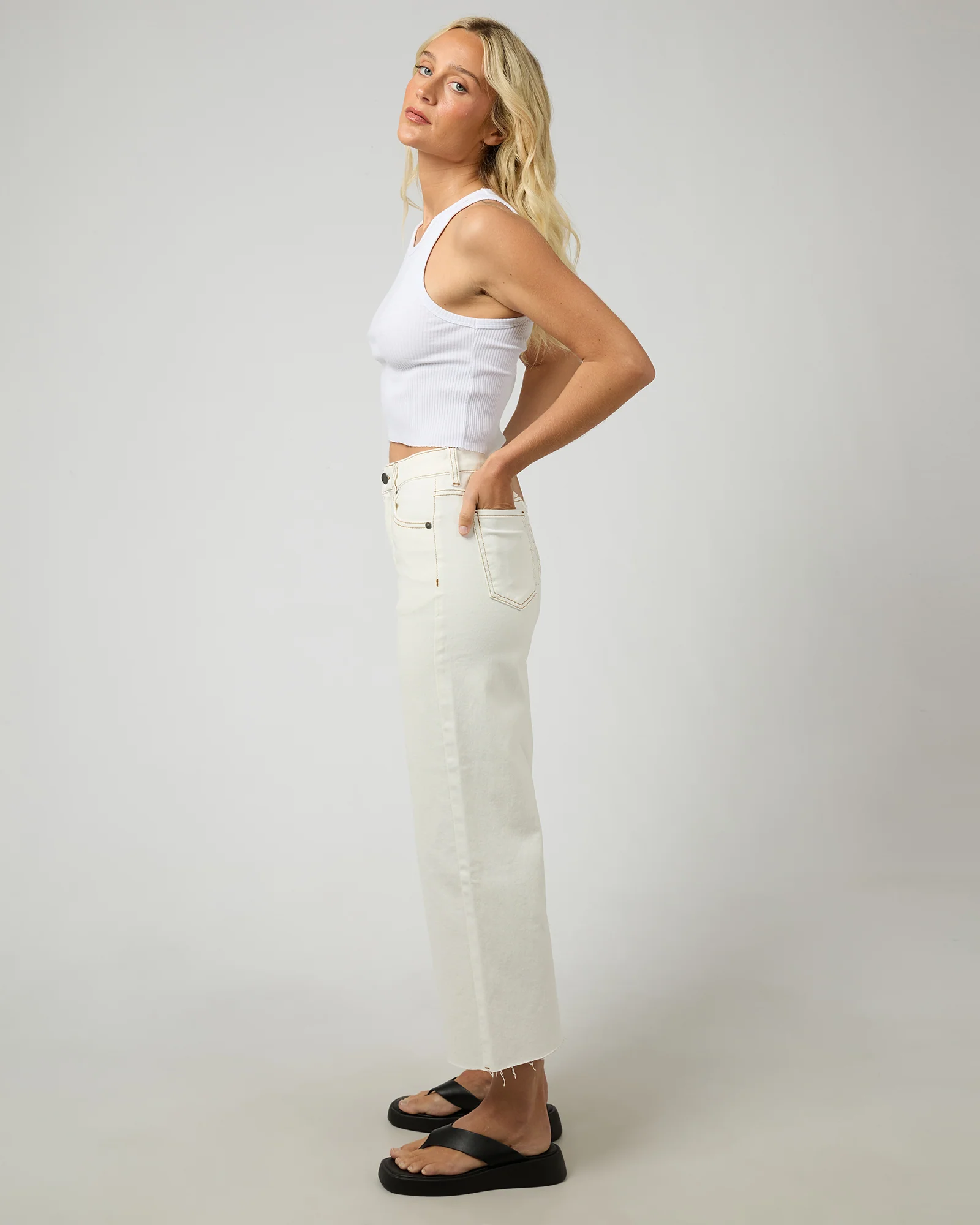 Charlie High Rise Wide Leg Jean Vintage White - Image 6