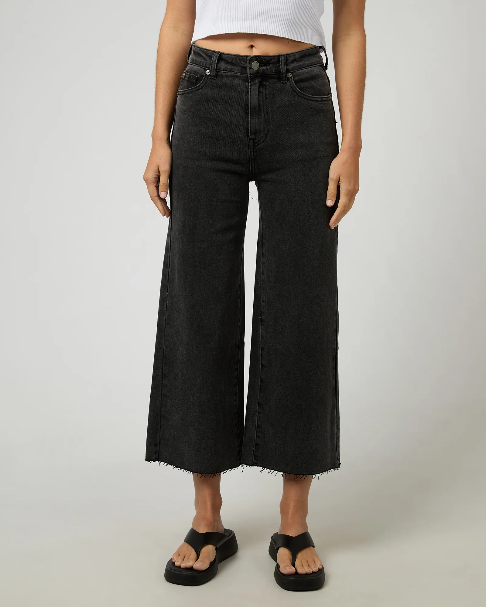 Charlie High Rise Wide Leg Washed Black - Image 3