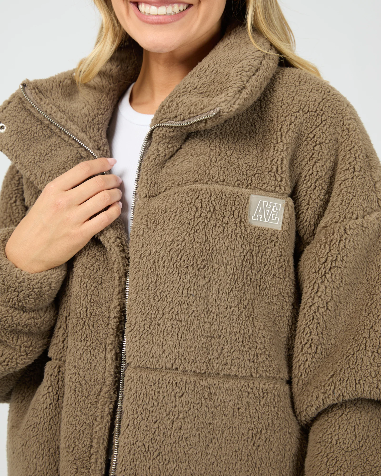Cosy Club Teddy Jacket Mocha - Image 5