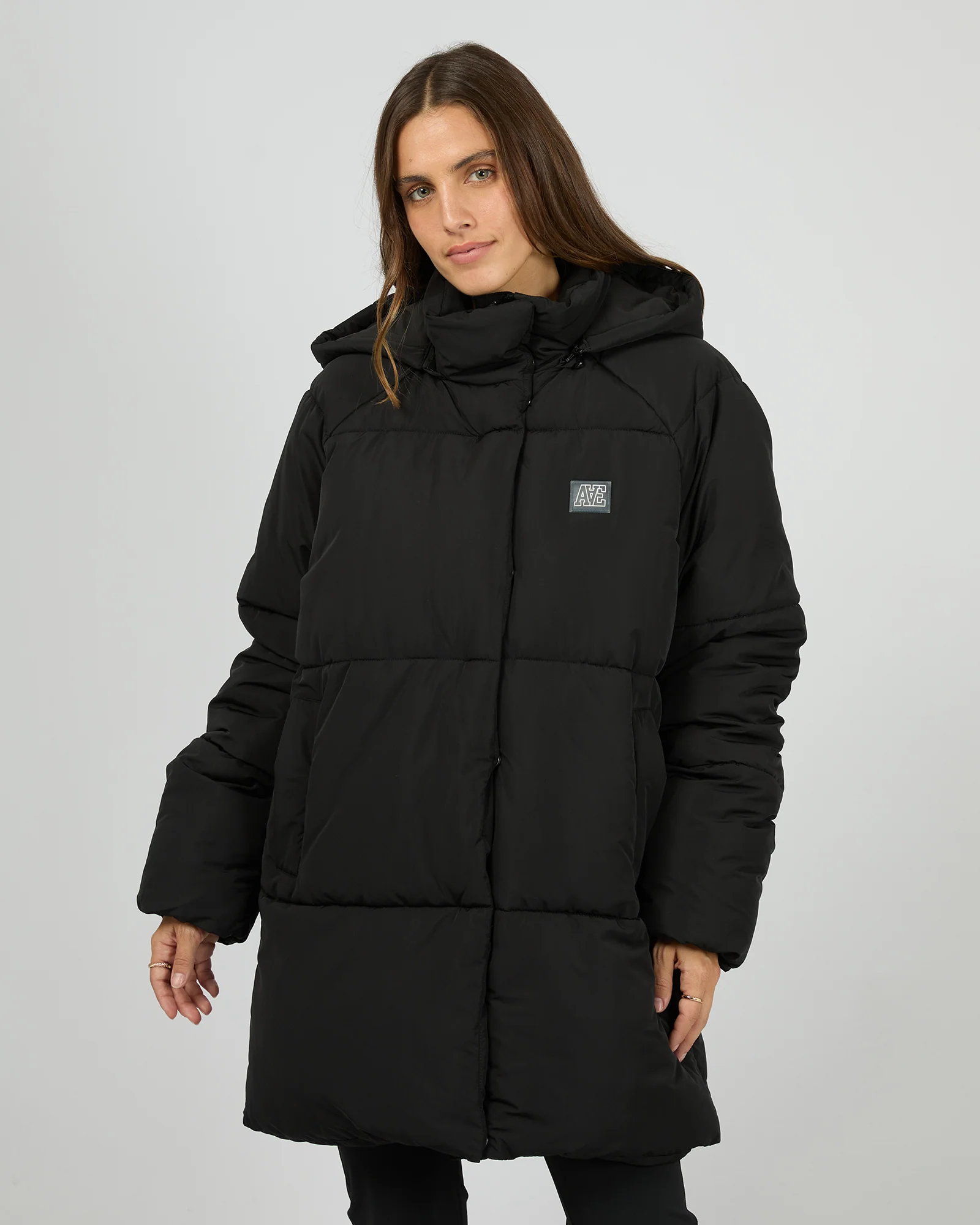 Elevate Long Puffer Jacket Black