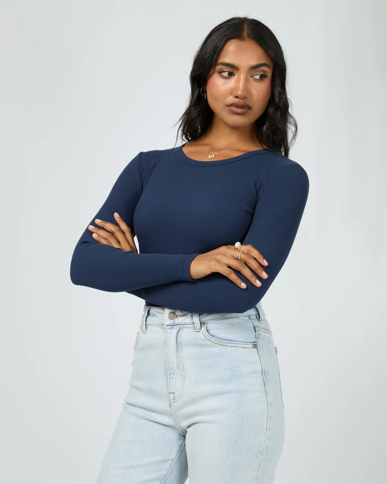 Eve Rib Baby Long Sleeve Tee Navy - Image 4