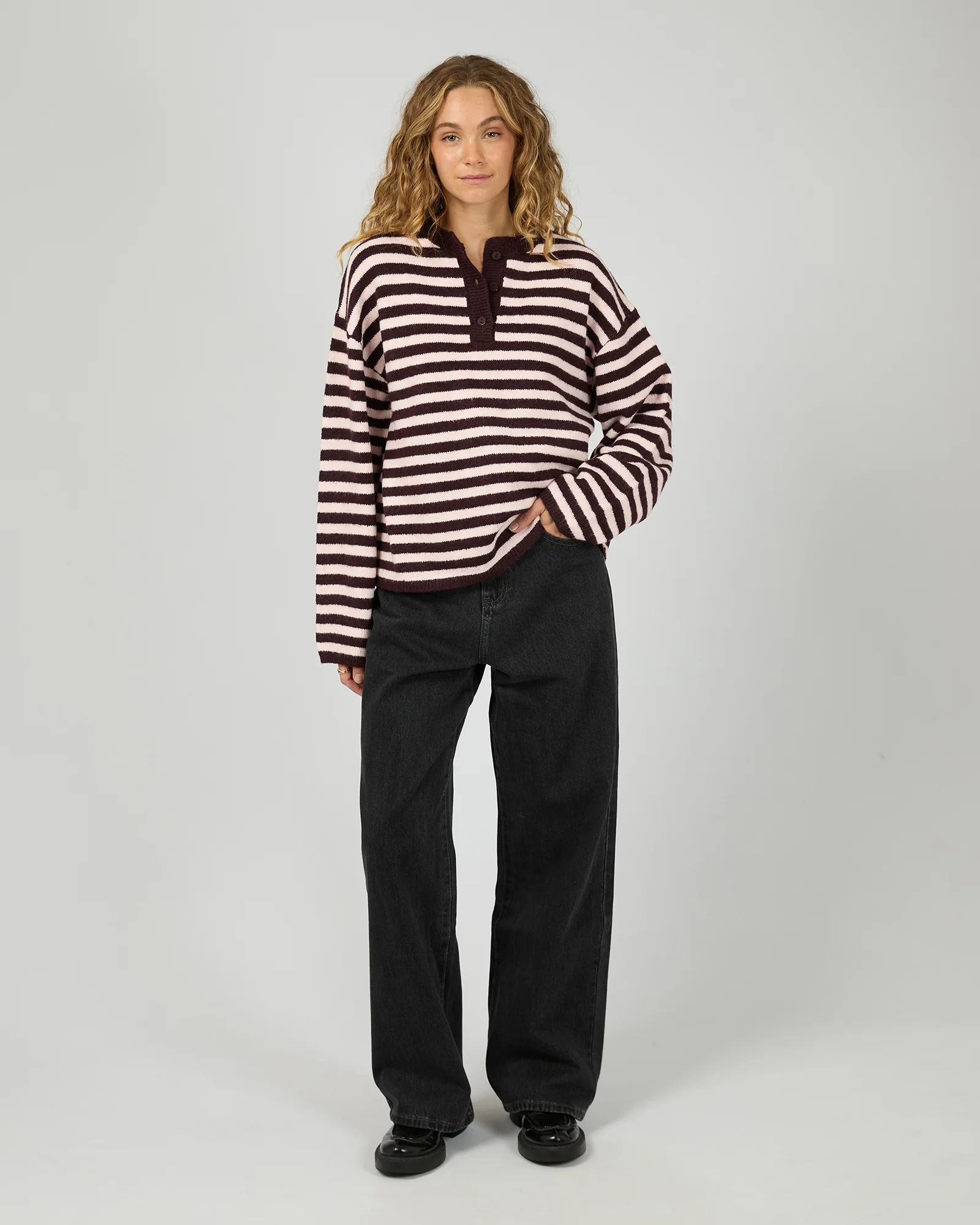 Flossie Stripe Knit Wine - Image 3