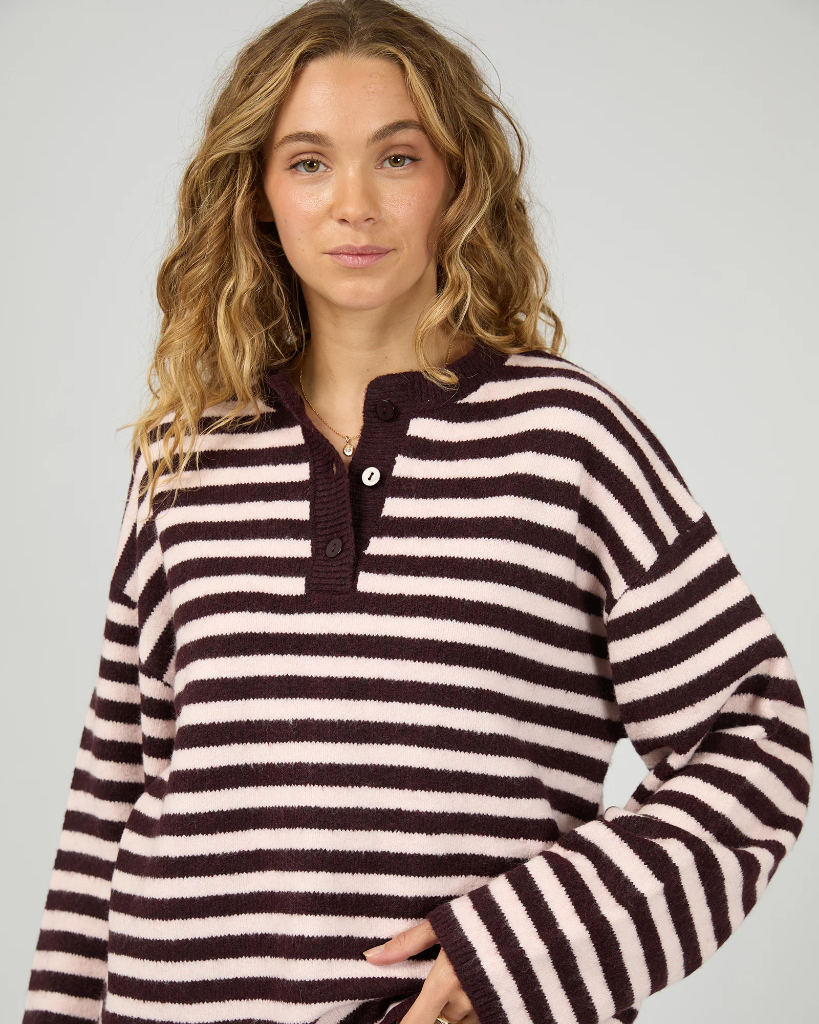 Flossie Stripe Knit Wine - Image 6