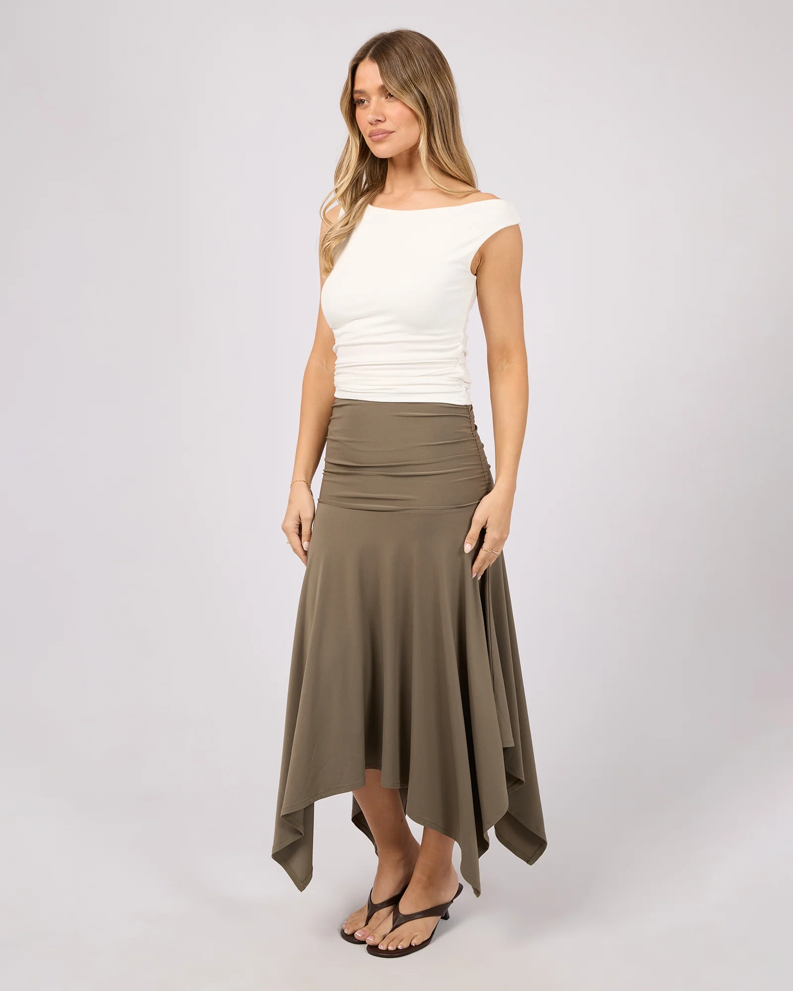 Gemma Midi Skirt Khaki - Image 4