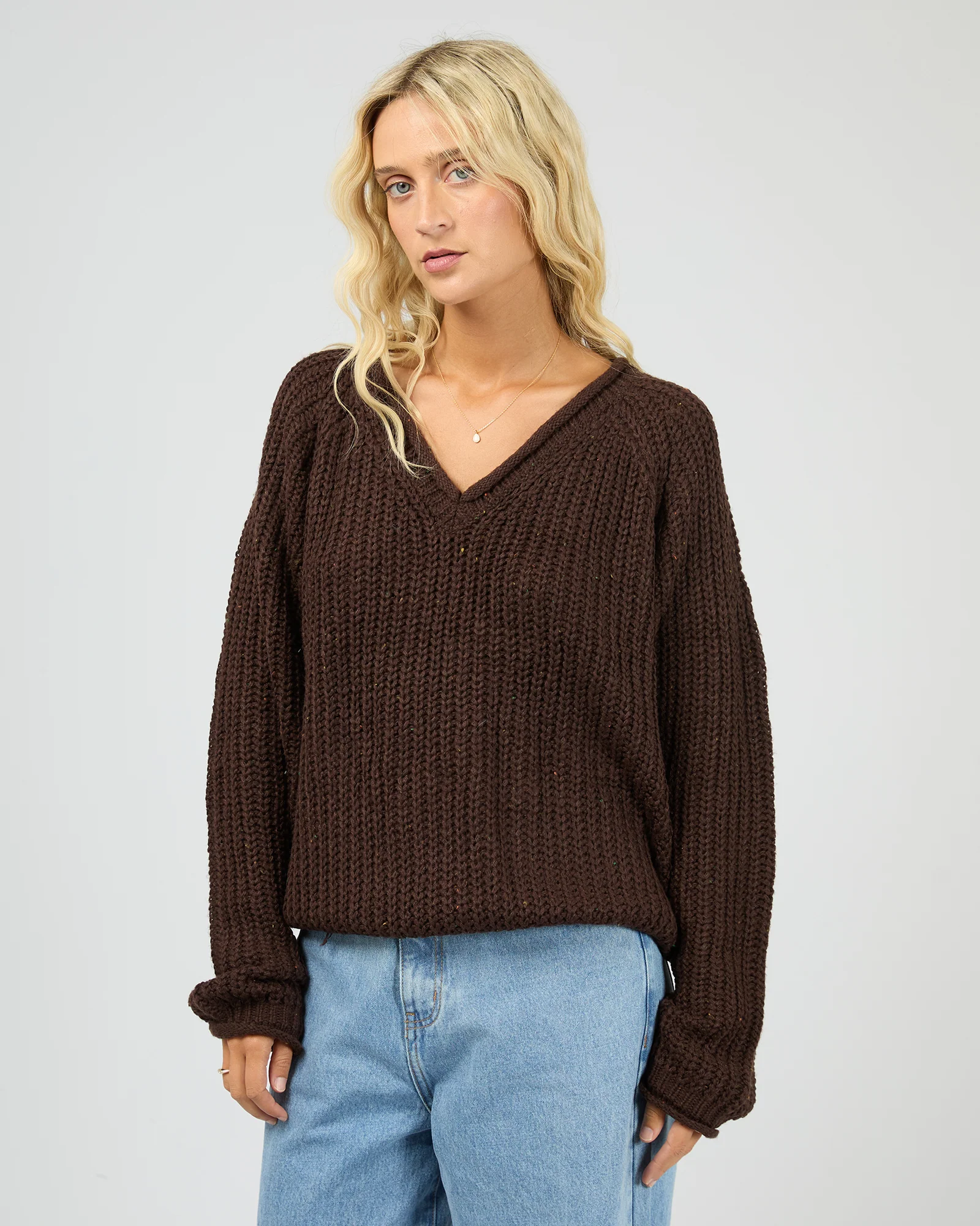 Hali V-Neck Knit Brown - Image 4