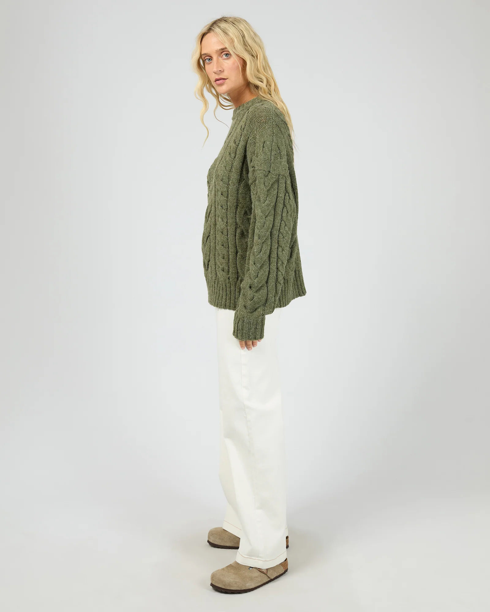Higgins Cable Knit Khaki - Image 6