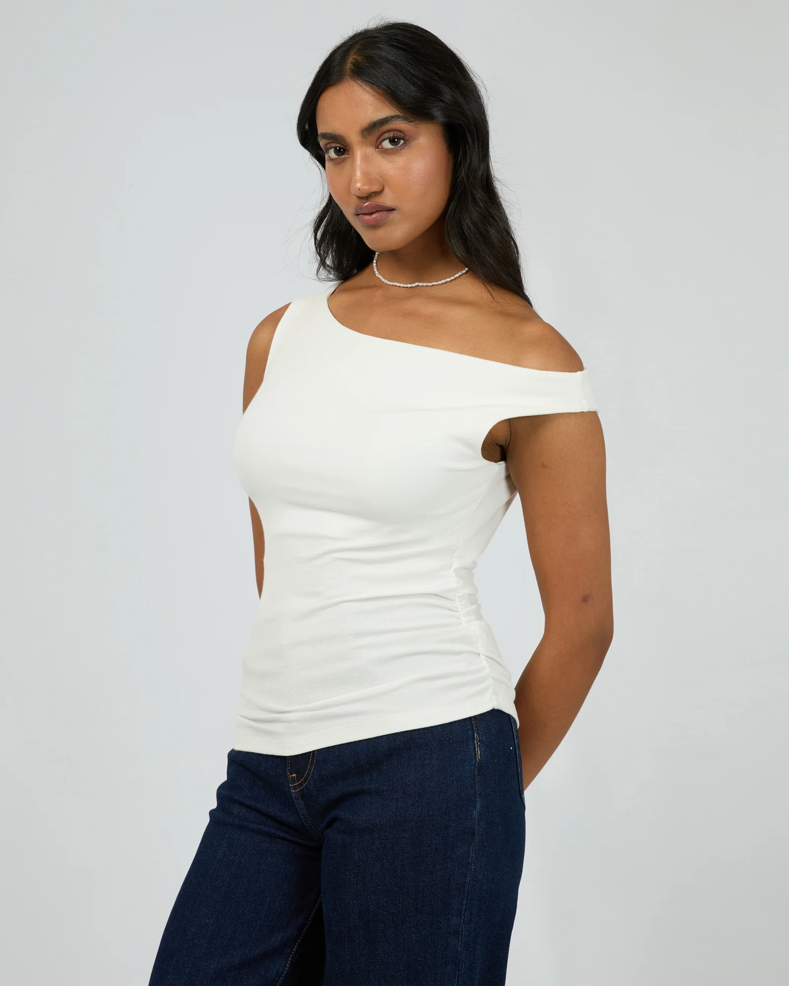 Kylie Off Shoulder Top Vintage White - Image 4