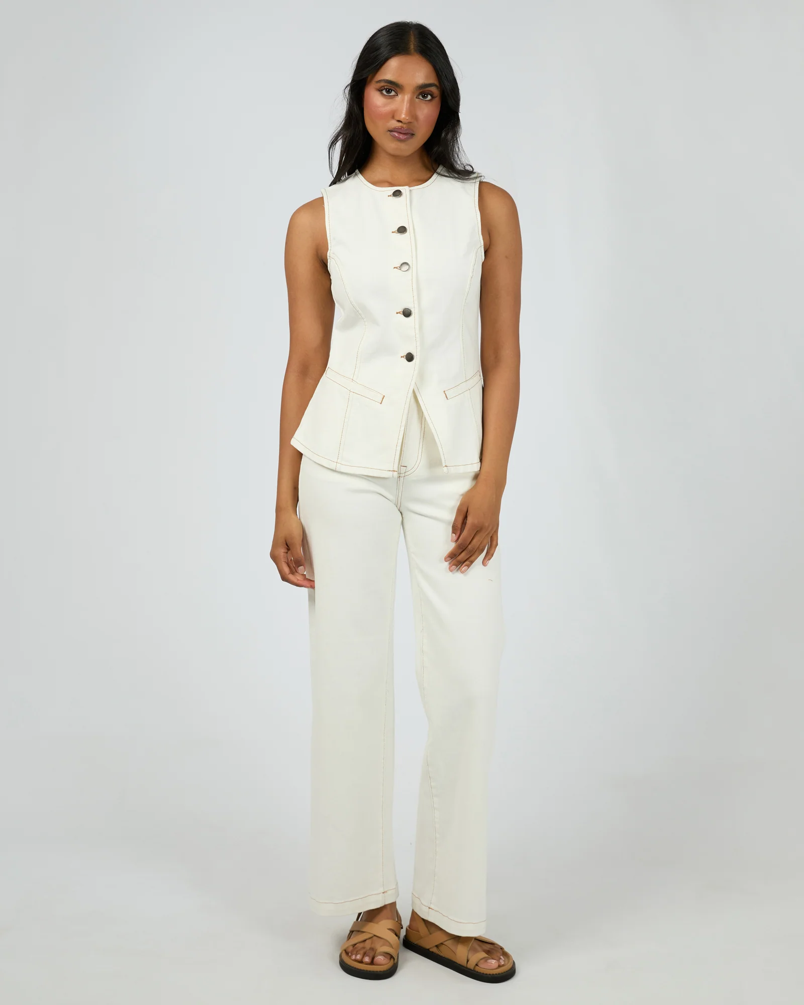 Lena Denim Vest Vintage White - Image 3