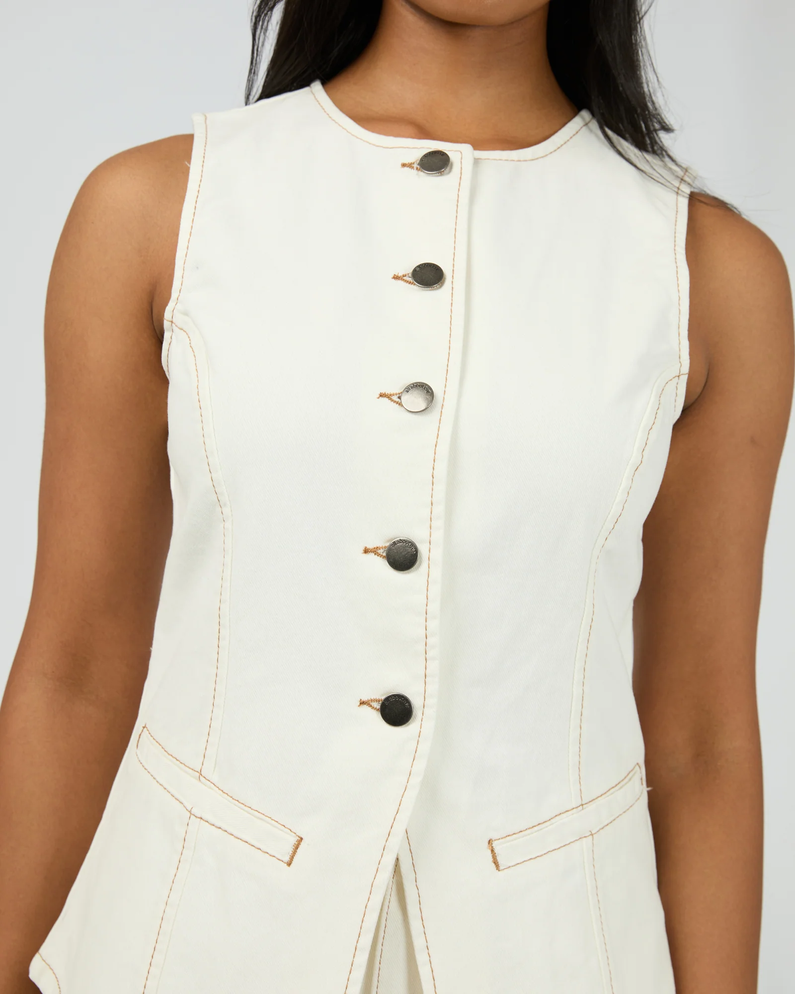 Lena Denim Vest Vintage White - Image 6