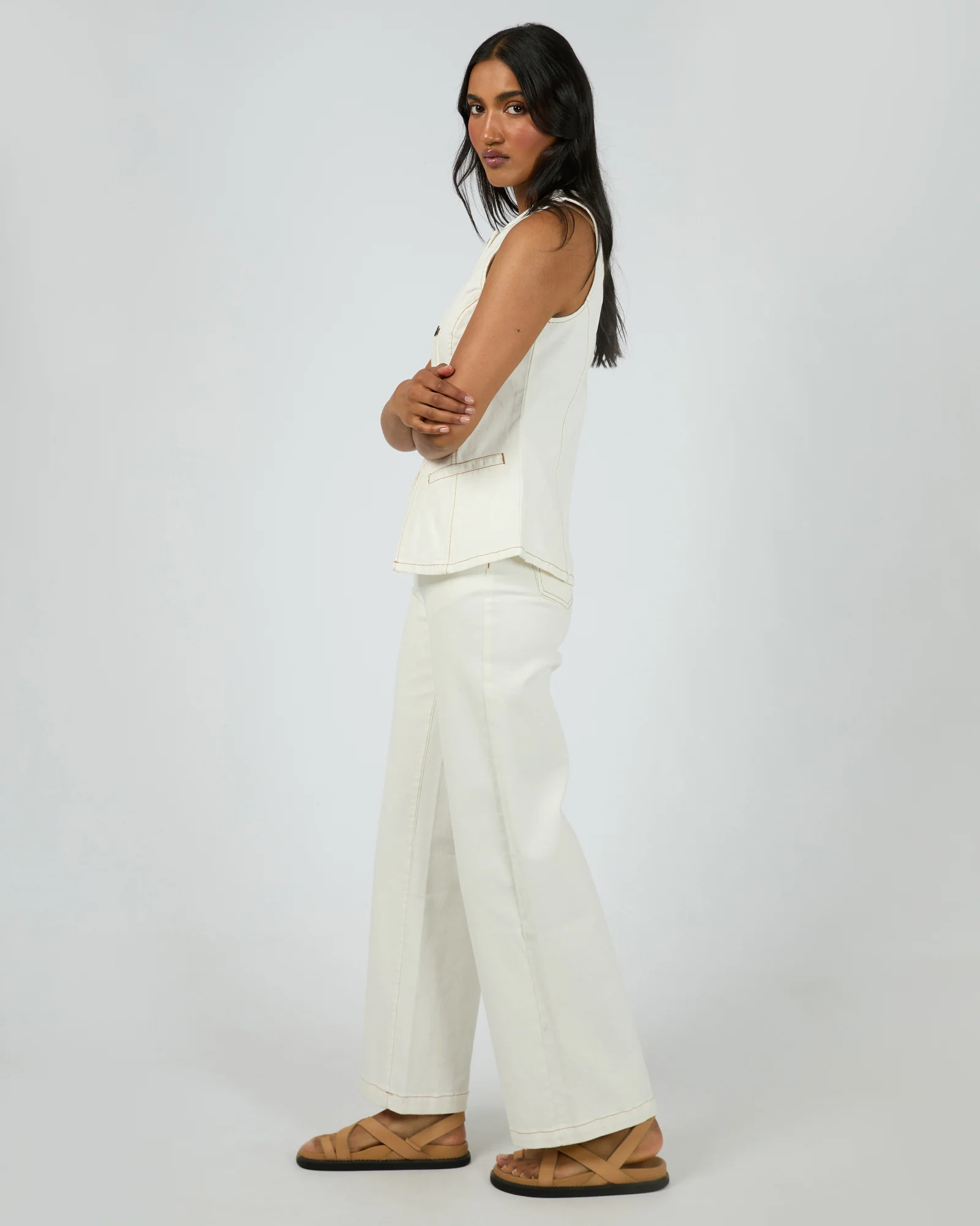 Lena Denim Vest Vintage White - Image 7