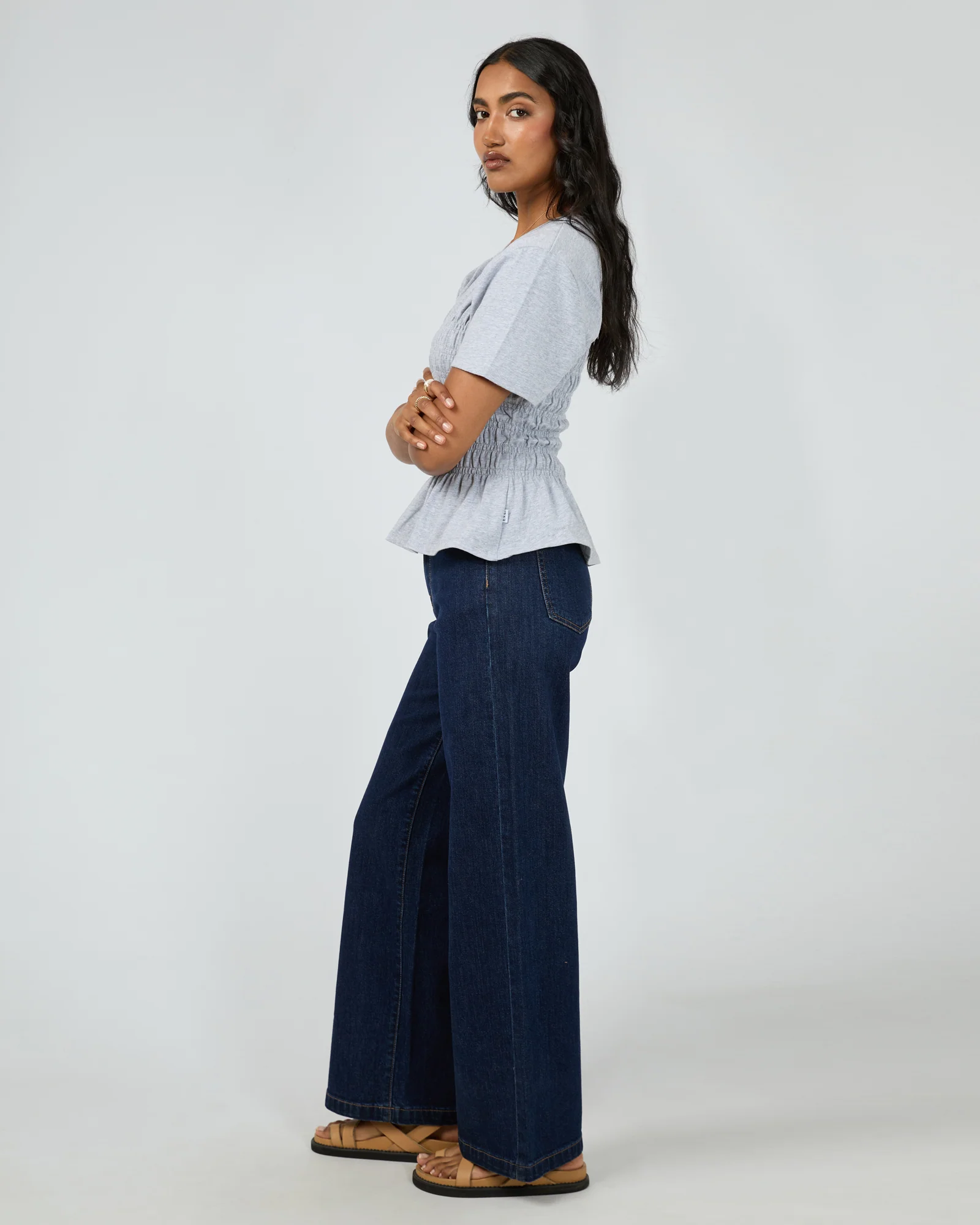 Lipa Ruched Top Grey Marle - Image 6