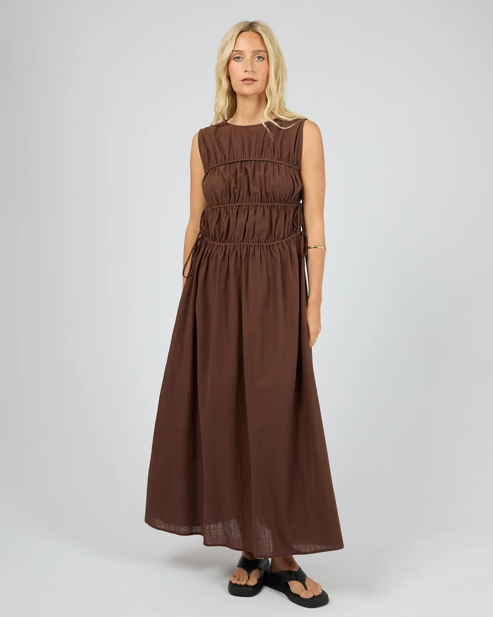 Lou Lou Tie Maxi Dress Brown