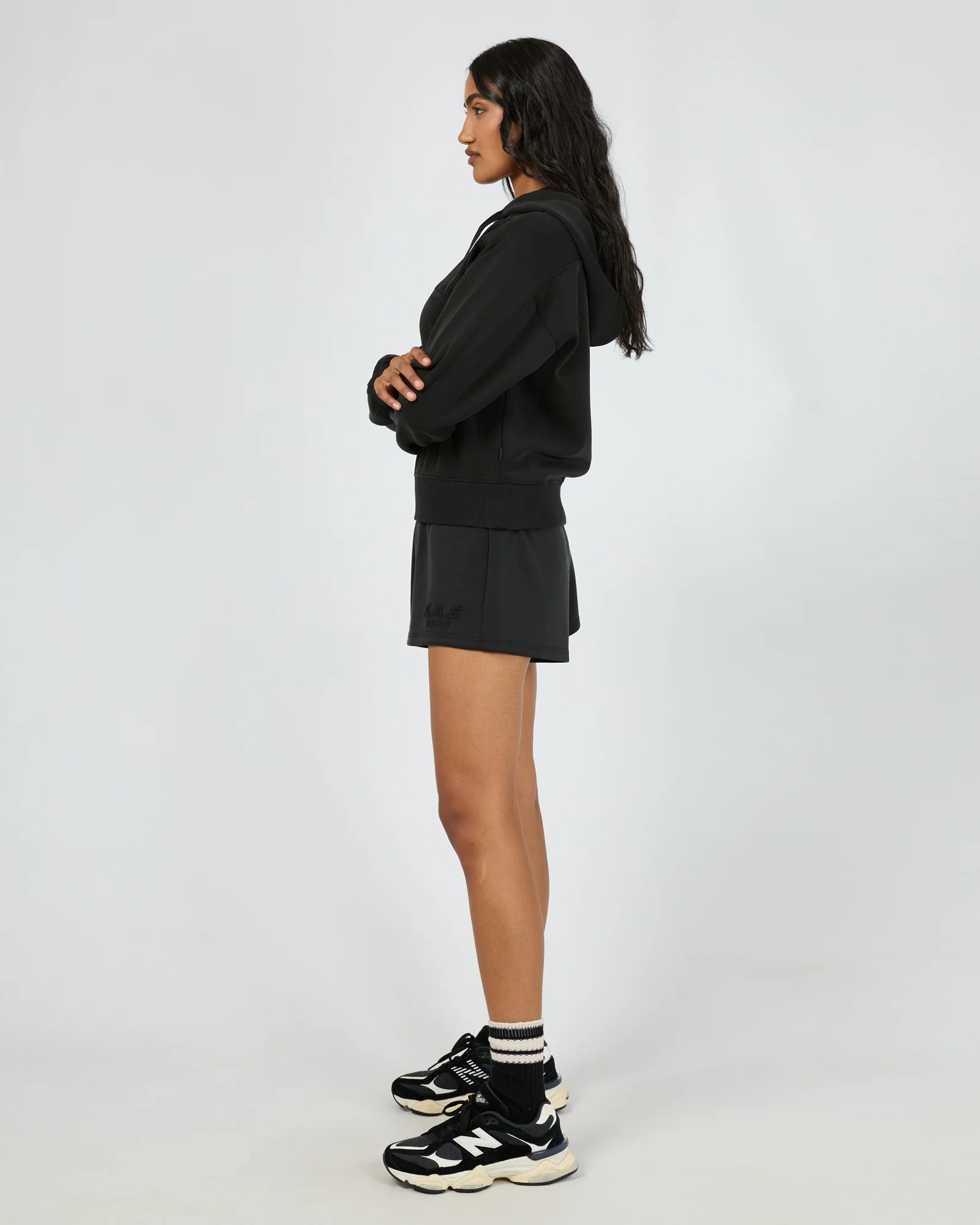 Luxe Active Crop Hoodie Black - Image 6