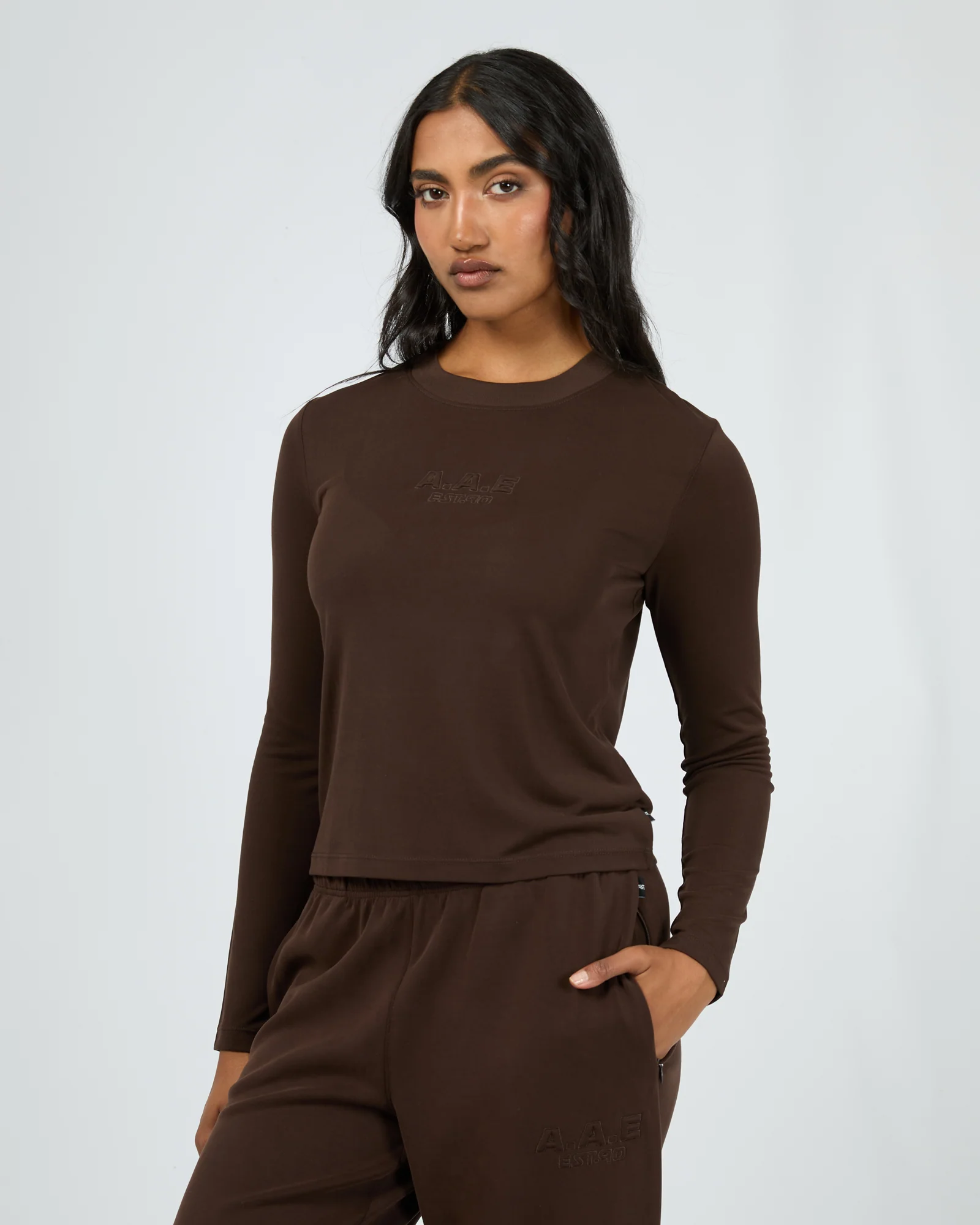 Luxe Active Long Sleeve Top Brown - Image 4