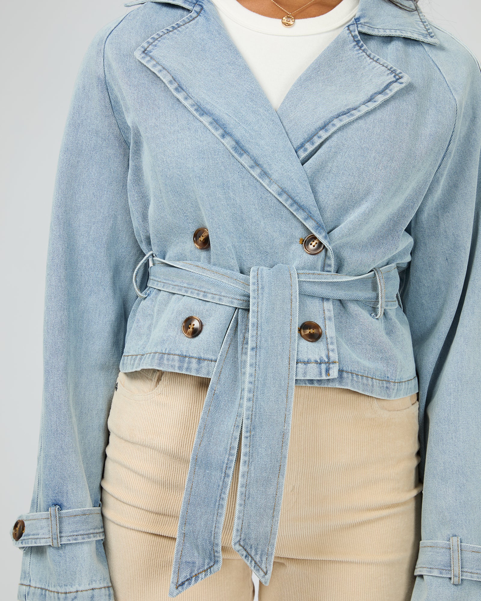 Rio Cropped Trench Light Blue - Image 5