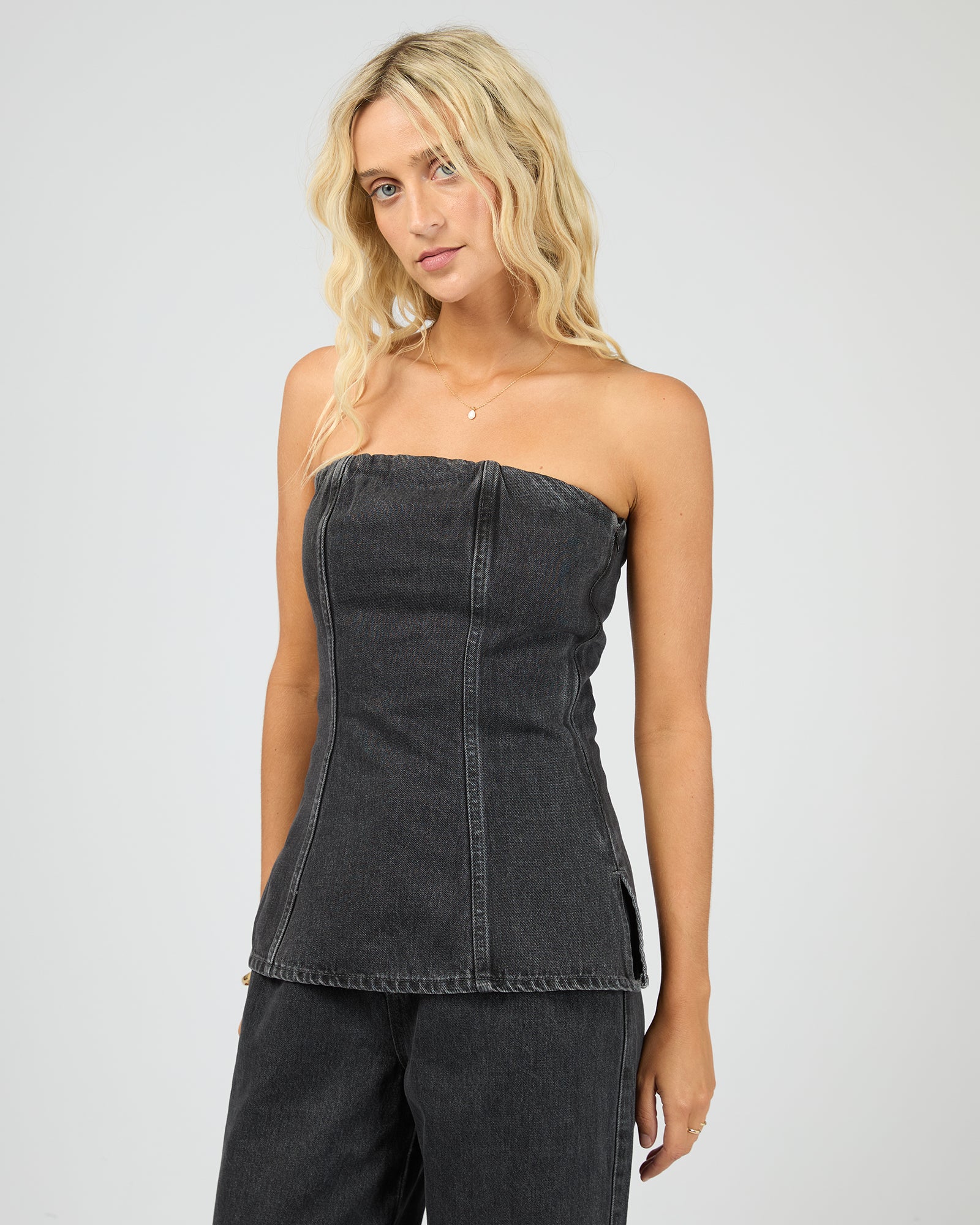 Rio Strapless Top Coal - Image 5
