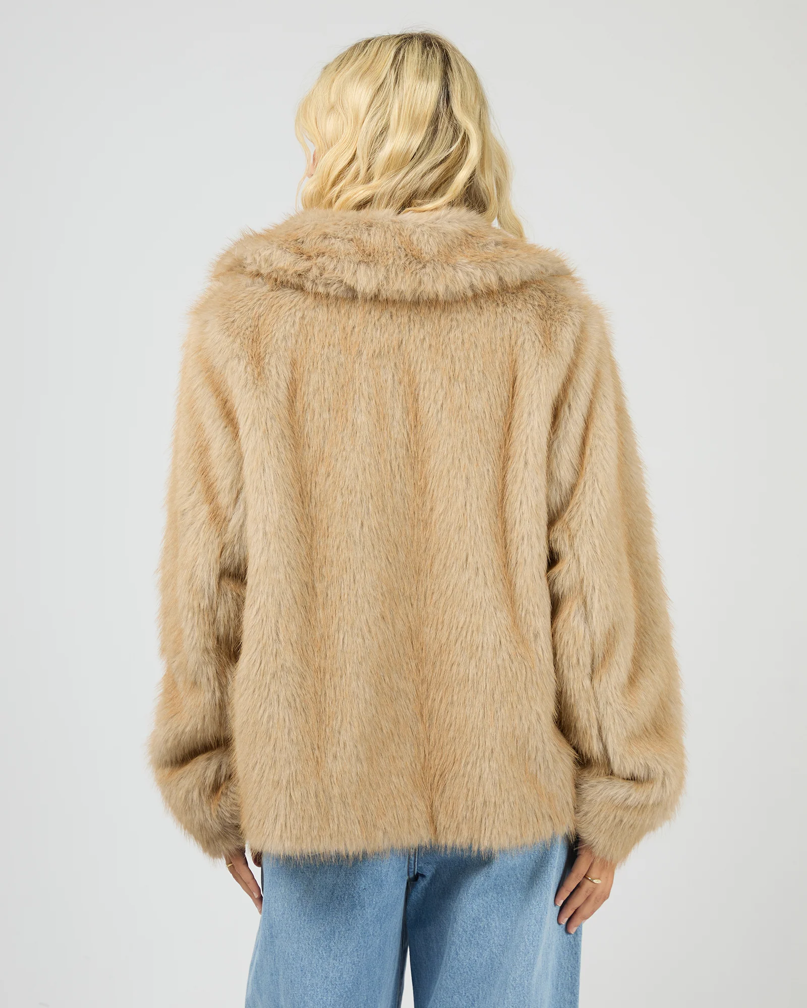 Sable Faux Fur Zip Coat Multicoloured - Image 4