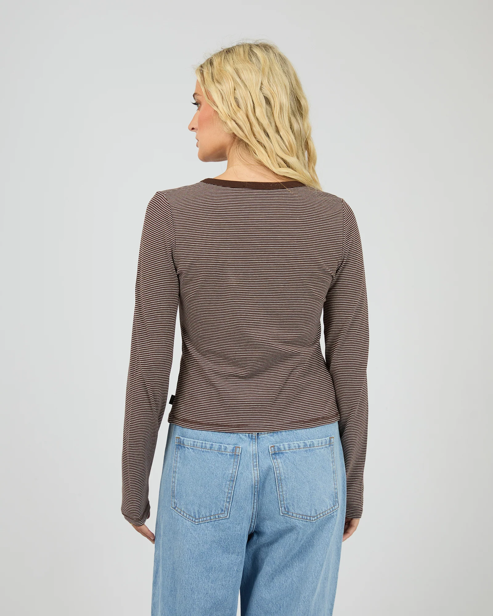 Sami Stripe Long Sleeve Top Brown - Image 3