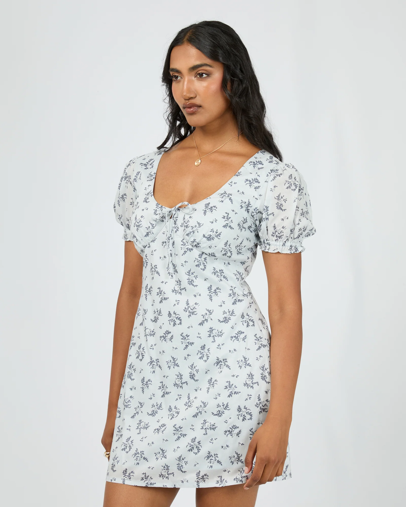 Sylvie V-Neck Mini Dress Blue - Image 4