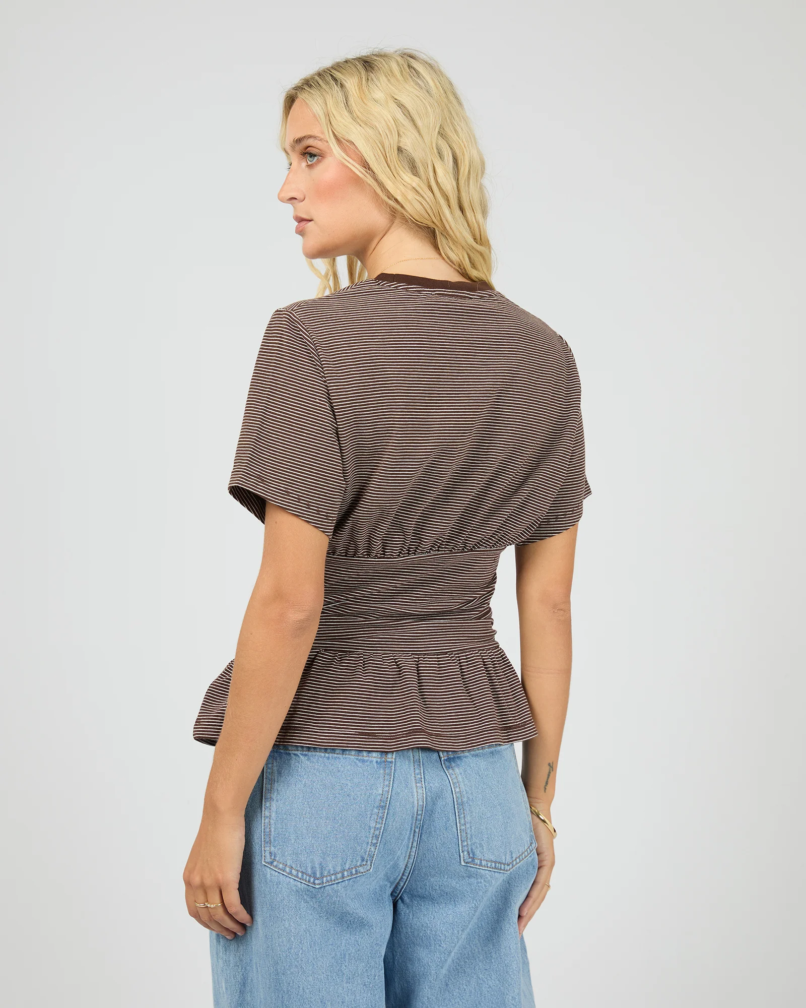 Tyler Stripe Tee Brown - Image 3