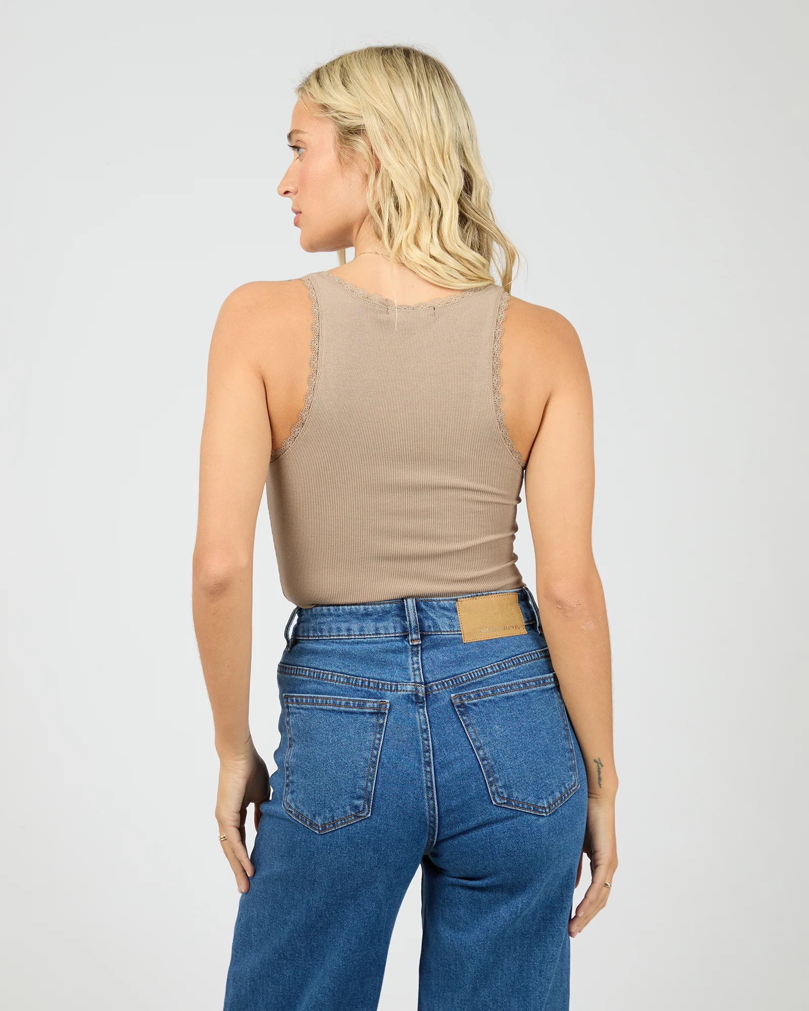 Washed Rib Lace Tank Stone - Image 3