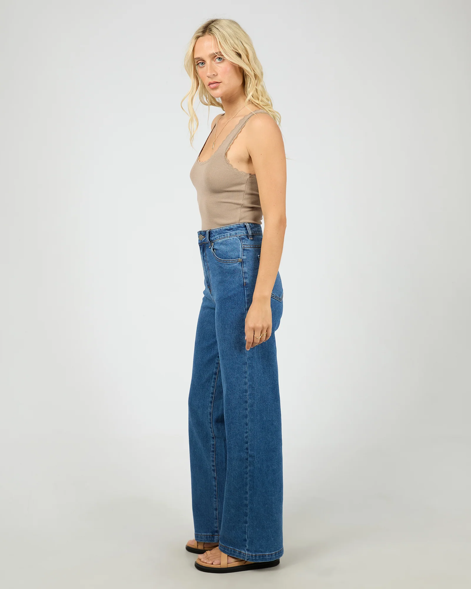 Washed Rib Lace Tank Stone - Image 6