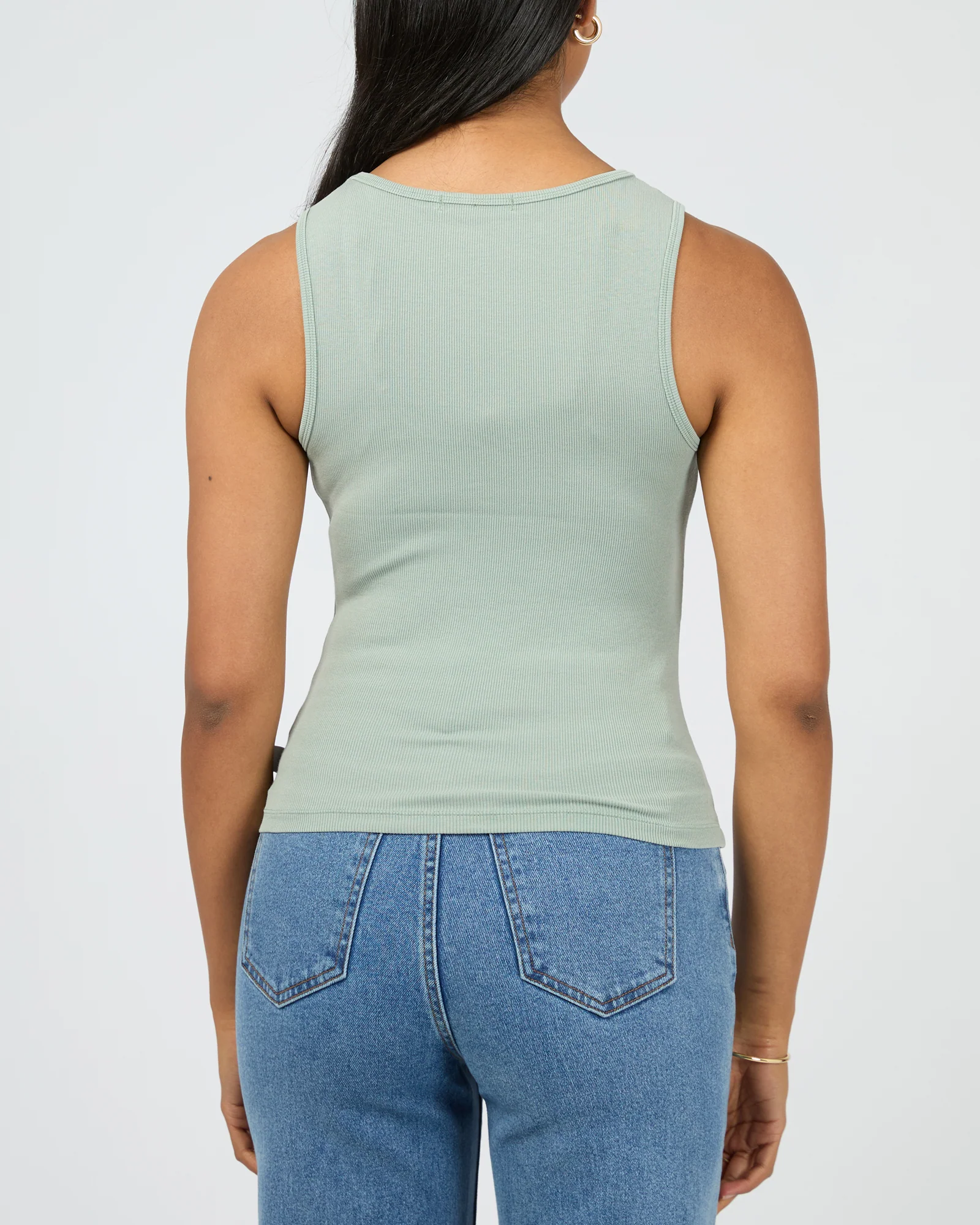 Washed Rib Scoop Neck Tank Sage - Image 3