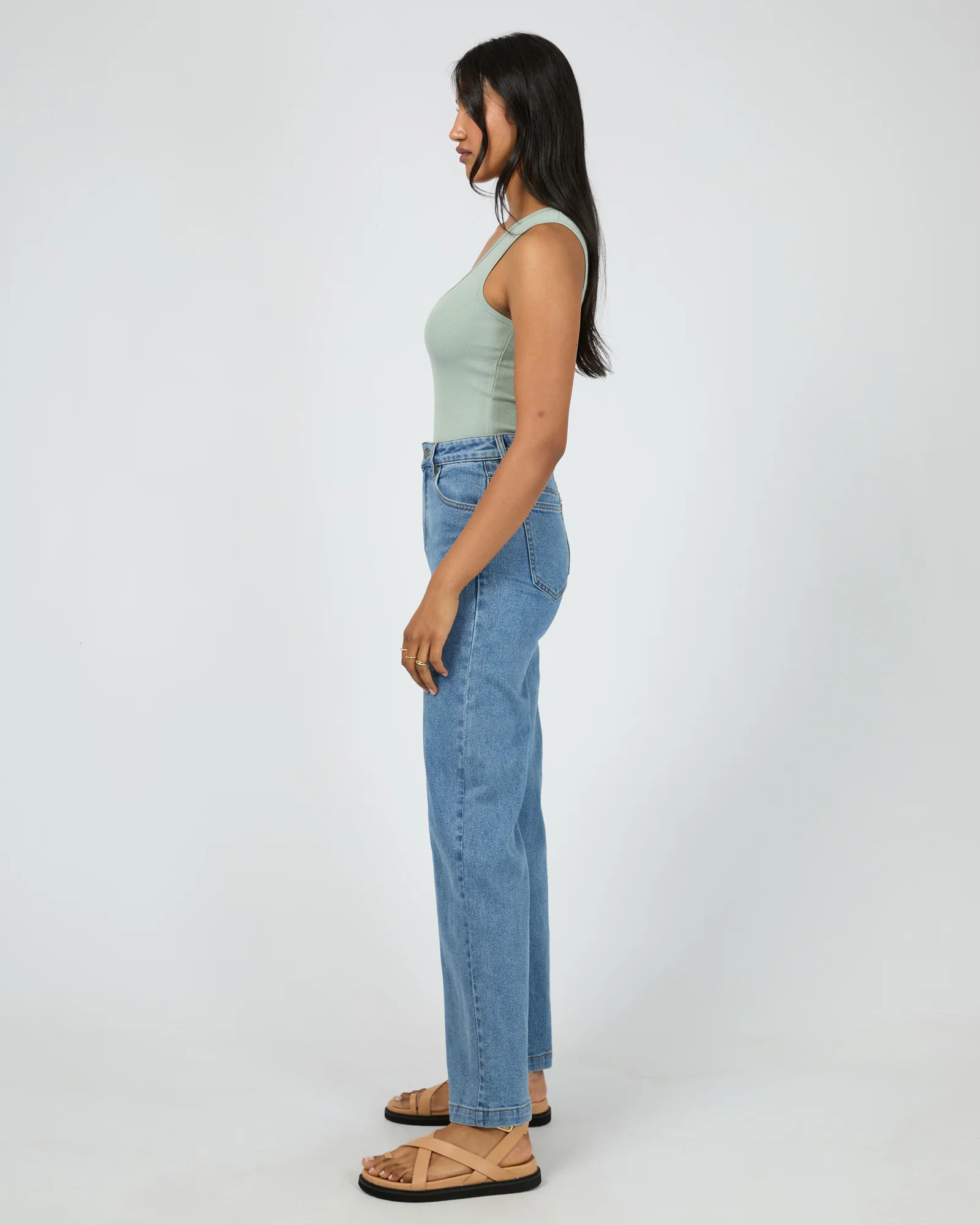 Washed Rib Scoop Neck Tank Sage - Image 6